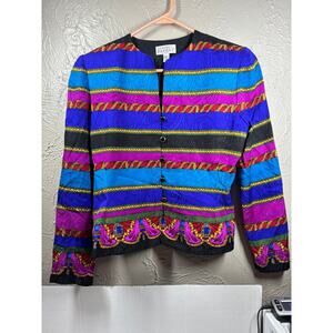 Adrianna Papell Top Dressy Formal Jacket‎ 100% Silk Multicolor Fit Womens Size 8